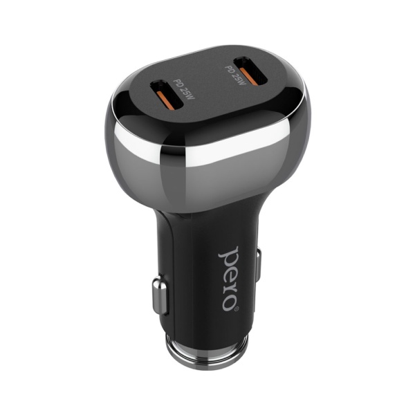 АЗУ PERO AC06 2xUSB-C PD, 50 Вт, черный